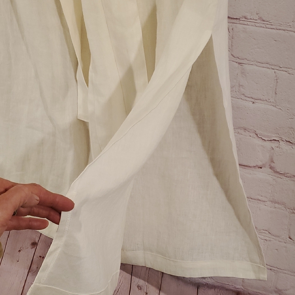 Cream Wide-Leg High-Waisted Pants with Tie Belt - Picture 4 of 7
